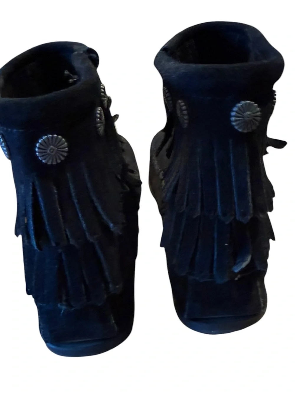 Minnetonka Women’s Size 8 Black Suede Fringe Moccasin Boots